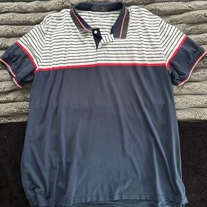 G/FORE Navy and White Polo with Red Accents